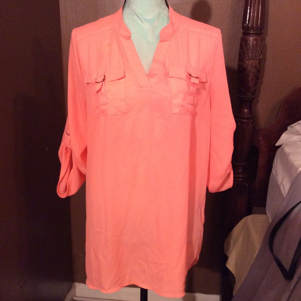 Rue 21 coral pink blouse, size large
